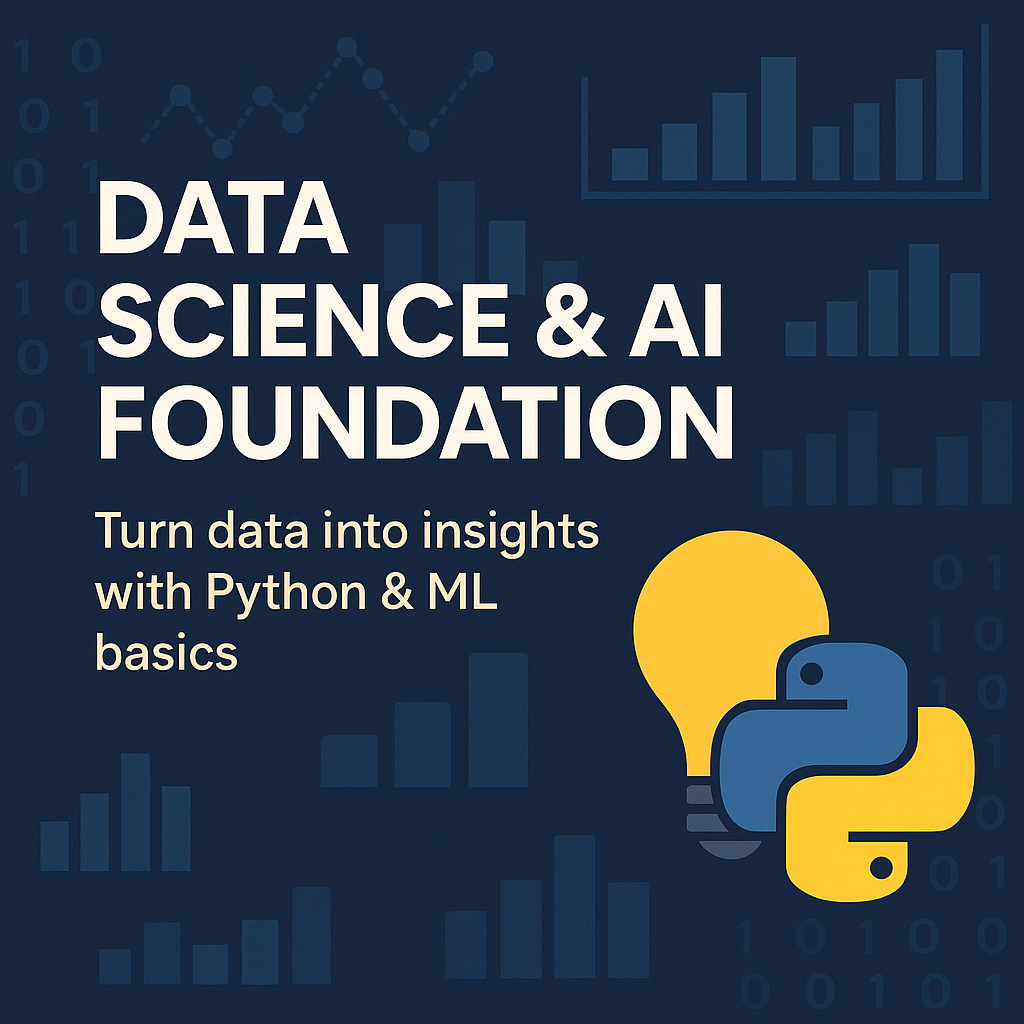 Data Science & AI Foundation course banner – Turn data into insights with Python, NumPy, Pandas, visualization and ML basics at BBSEdTech in Bengaluru