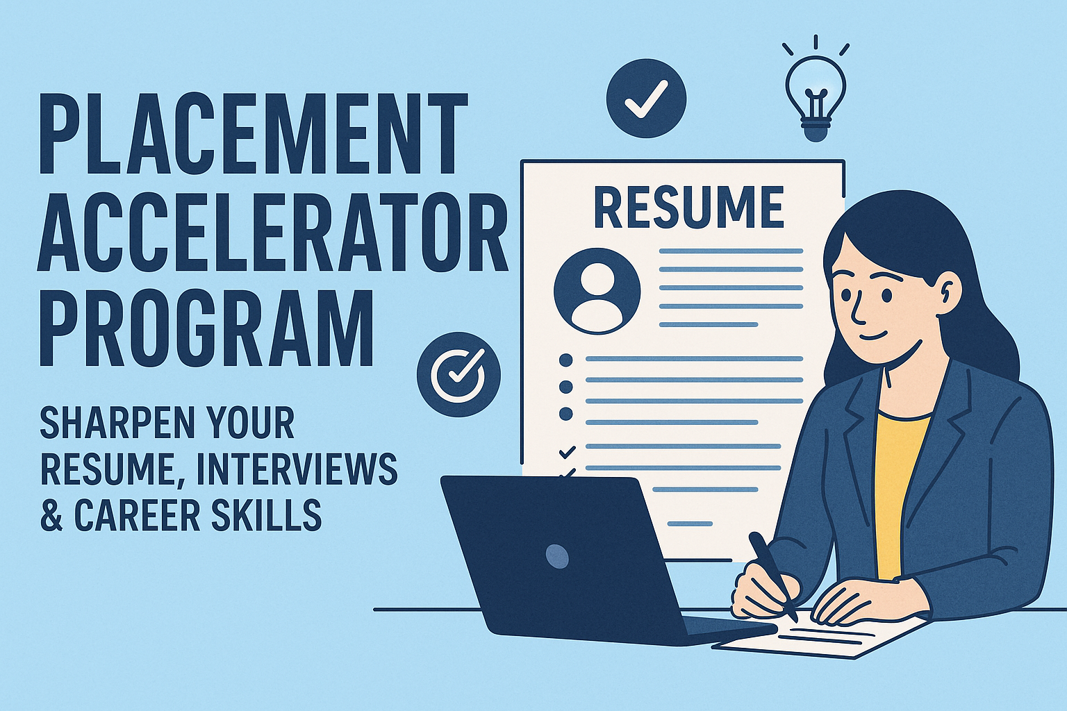Placement Accelerator Program banner – resume, LinkedIn, aptitude, communication, mock interviews at BBSEdTech in Bengaluru